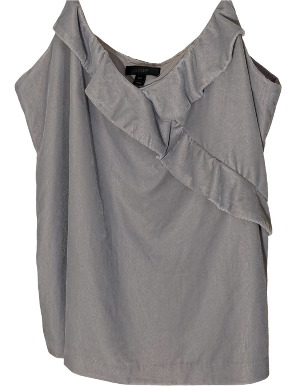 J. Crew Gray Soft Velvet Ruffled Adjustable Strap Sleeveless Top - Picture 2 of 7